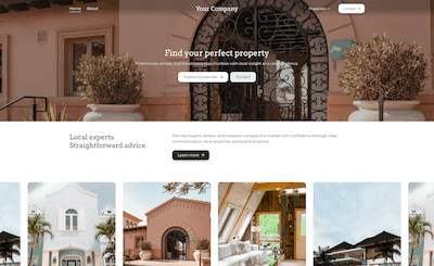 Real estate website with property grid