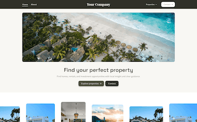 Real estate website homepage example