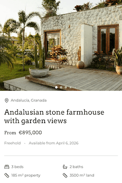 Property listing mobile view