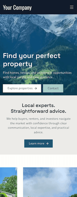 Property website mobile view